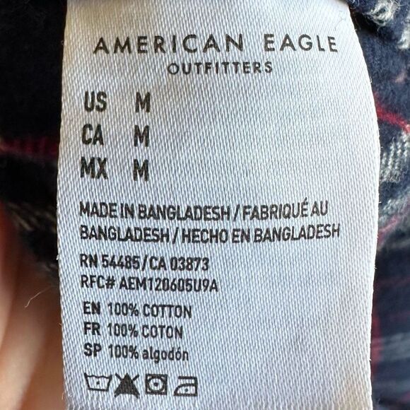 American Eagle Outfitters Flap Pocket Casual Plaid Button Down M - Picture 6 of 6